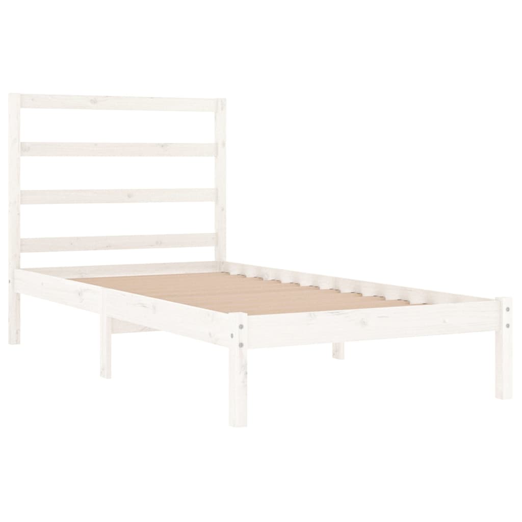 Cama sem colchão 90x200 cm madeira de pinho maciça branco - Image 3