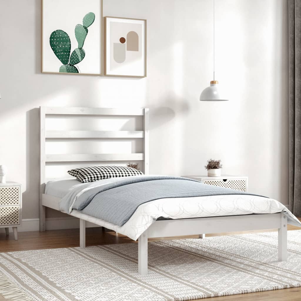 Cama sem colchão 90x200 cm madeira de pinho maciça branco