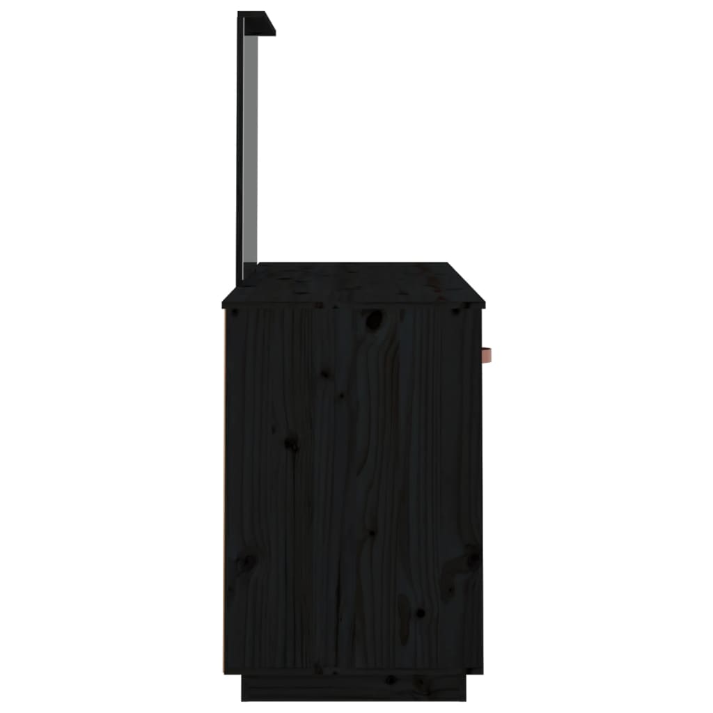 Conjunto de toucador com espelho pinho maciço preto - Image 7