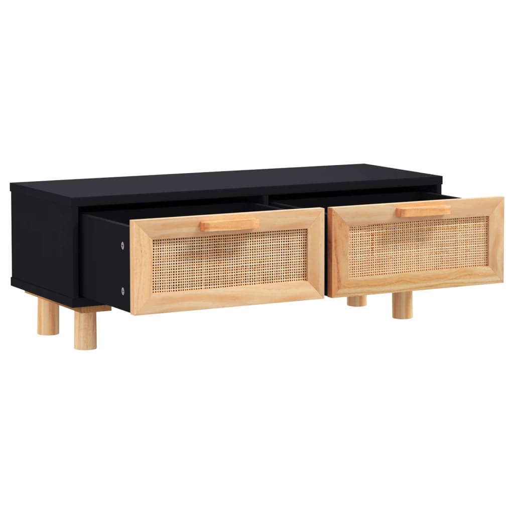 Mesa de centro 80x40x30 cm derivados madeira pinho maciço preto - Image 2