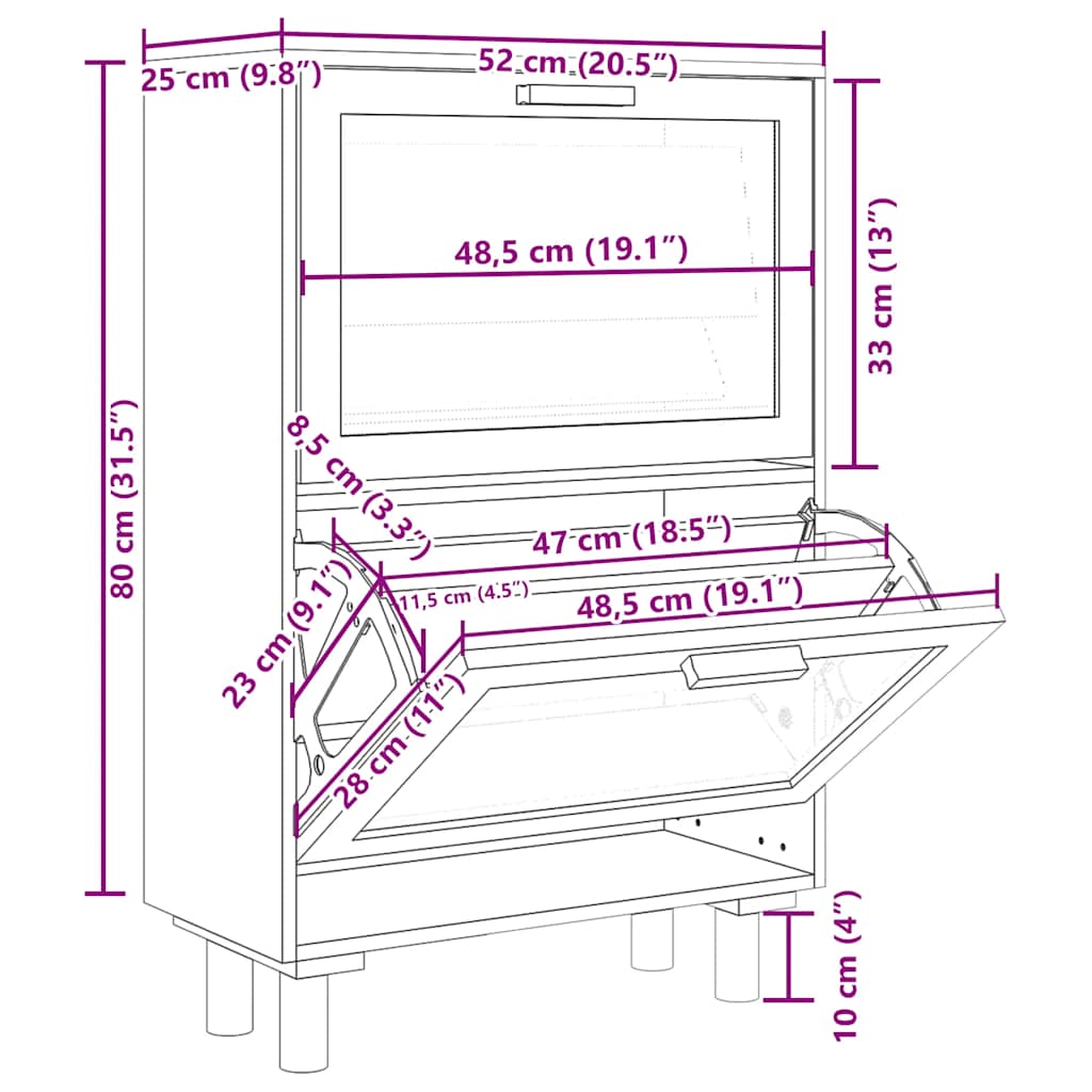 Sapateira 52x25x80 cm derivados de madeira/vime natural branco - Image 6