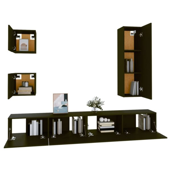 Conjunto móveis de TV 5 pcs madeira processada preto - Image 3