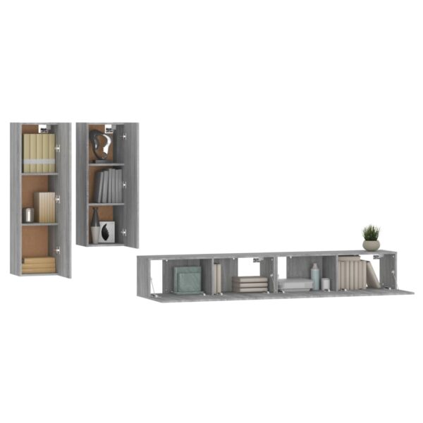 Conjunto móveis de TV 4 pcs madeira processada sonoma cinza - Image 3
