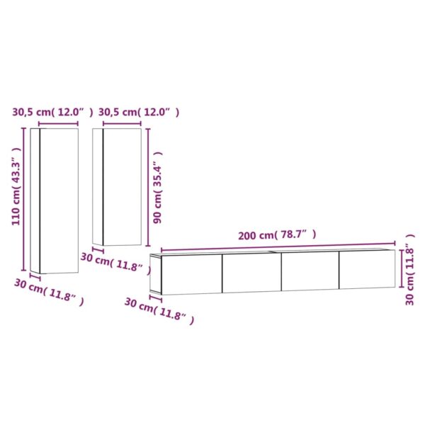 Conjunto móveis de TV 4 pcs madeira processada sonoma cinza - Image 9