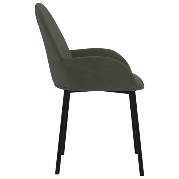 Cadeiras de jantar 2 pcs veludo cinzento-escuro - Image 4