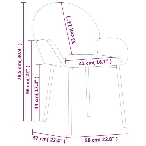 Cadeiras de jantar 2 pcs veludo cinzento-escuro - Image 8
