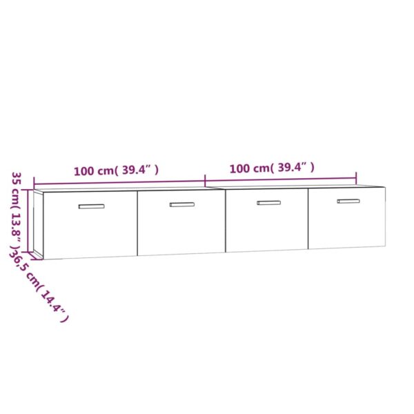 Armários parede 2pcs 100x36,5x35 cm derivados cinza sonoma - Image 7