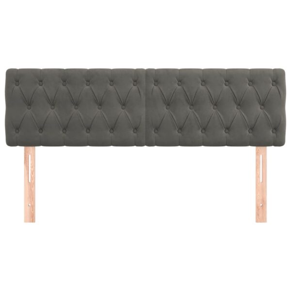 Cabeceira de cama 2 pcs veludo 72x7x78/88 cm cinzento-escuro - Image 2