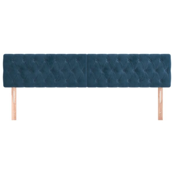 Cabeceira de cama 2 pcs veludo 100x7x78/88 cm azul-escuro - Image 2