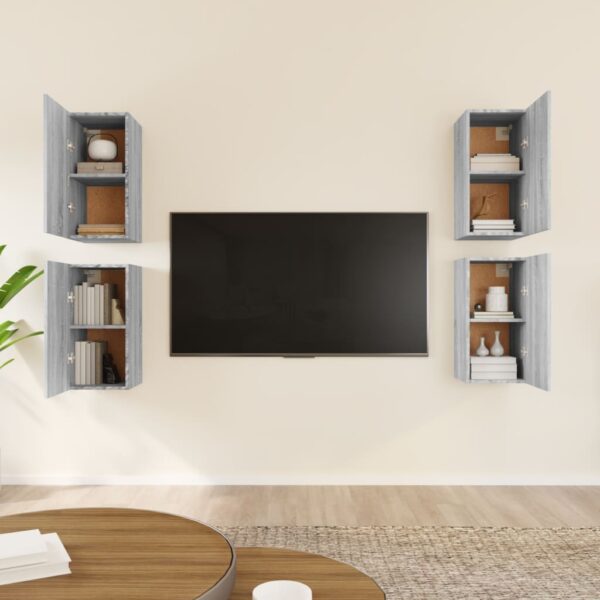 Móveis TV 4 pcs 30,5x30x60 cm madeira processada sonoma cinza - Image 2