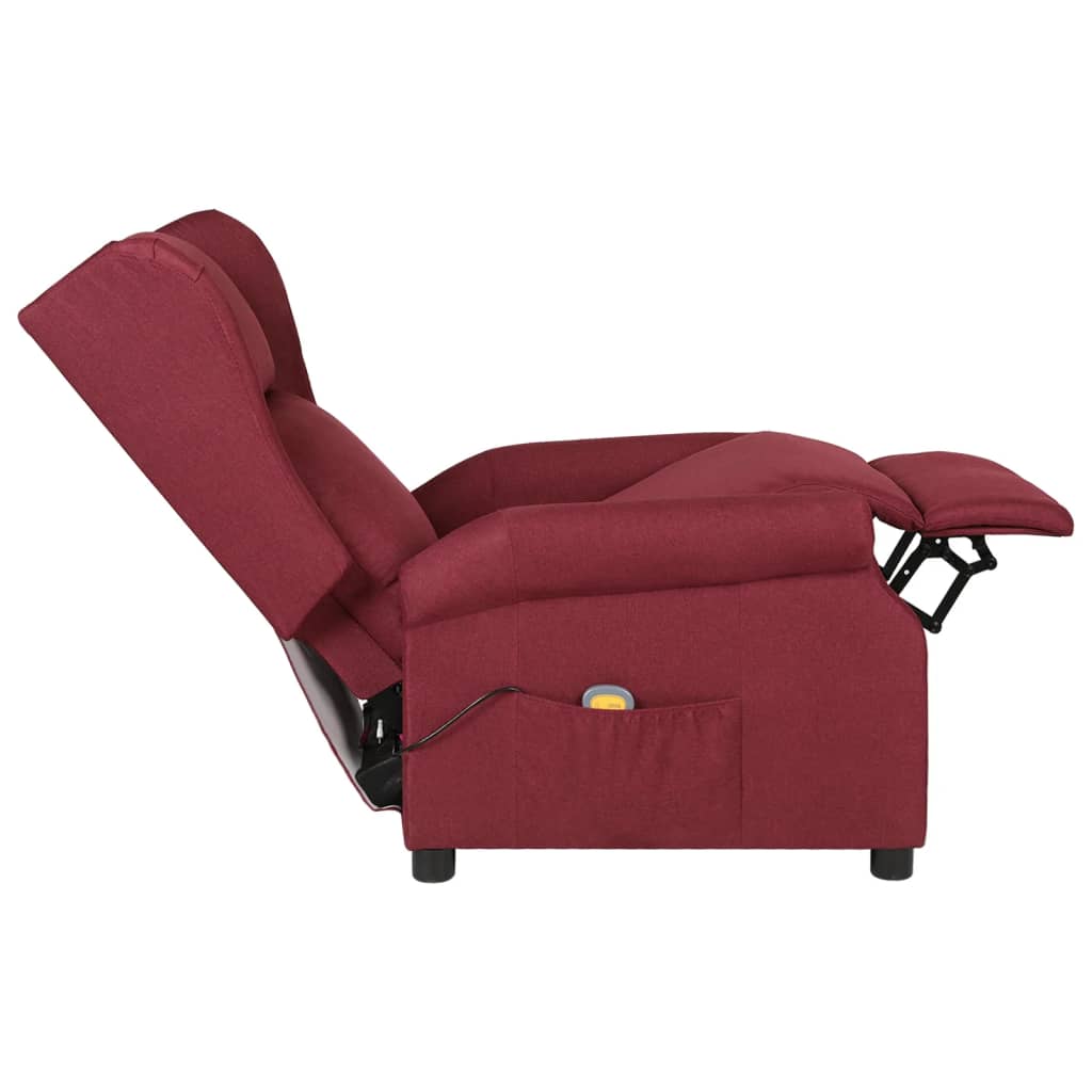 Poltrona de massagens elétrica reclinável tecido vermelho tinto - Image 4
