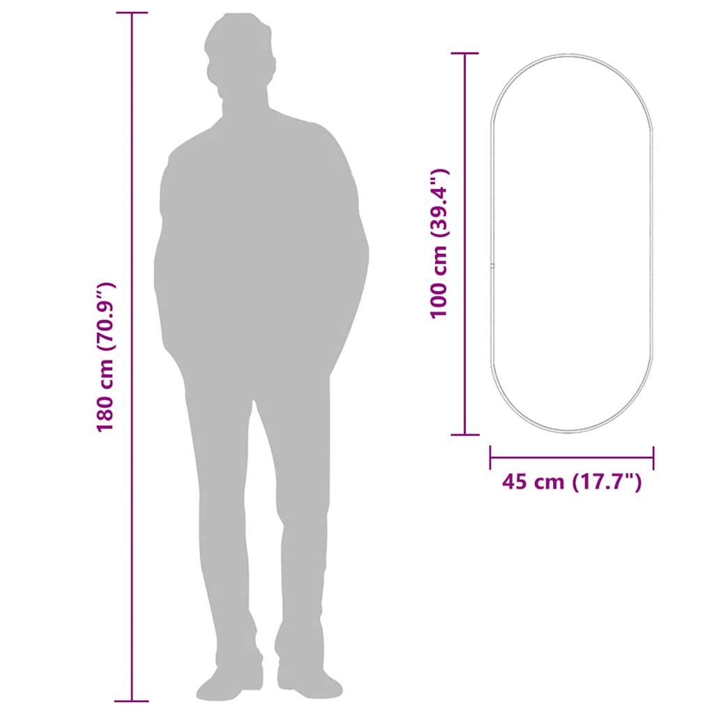 Espelho de parede oval 100x45 cm prateado - Image 6