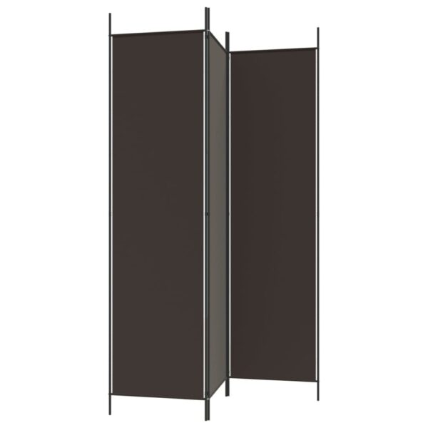 vidaXL Biombo/divisória com 3 painéis 150x200 cm tecido castanho - Image 4