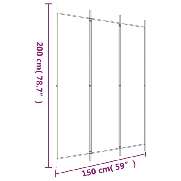 vidaXL Biombo/divisória com 3 painéis 150x200 cm tecido castanho - Image 7