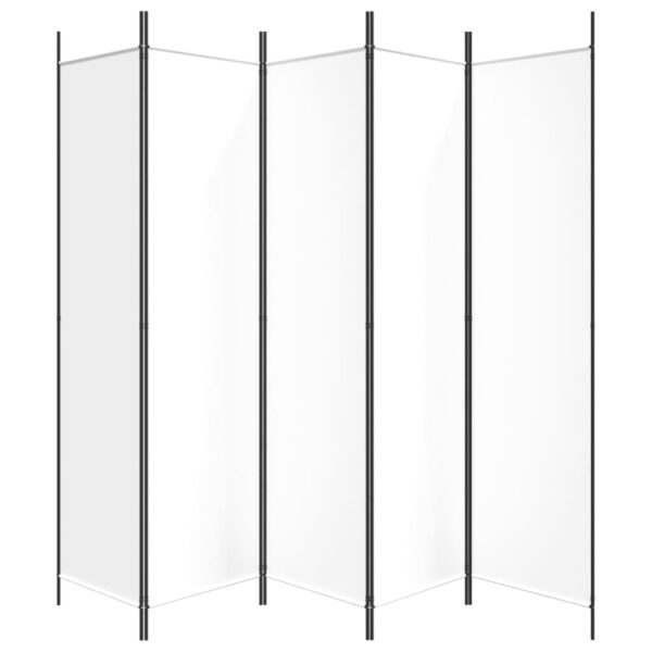 Biombo com 5 painéis 250x200 cm tecido branco - Image 3