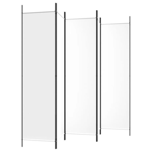 Biombo com 5 painéis 250x200 cm tecido branco - Image 4