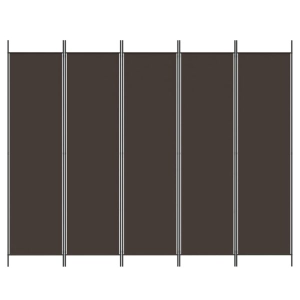 Biombo/divisória com 5 painéis 250x200 cm tecido castanho - Image 2