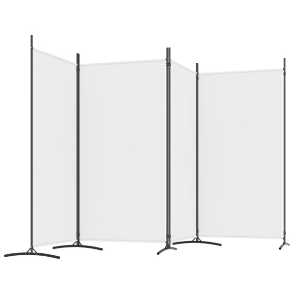 Biombo com 4 painéis 346x180 cm tecido branco - Image 4