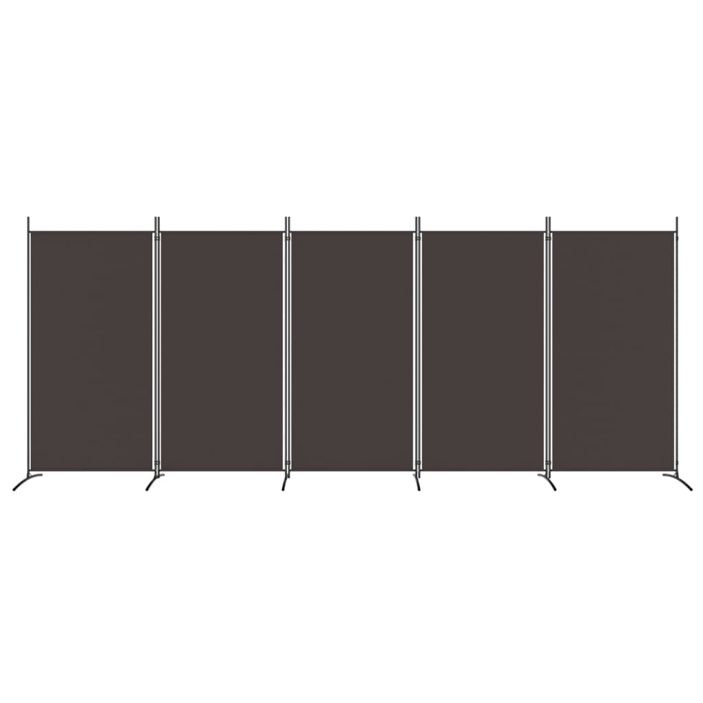 Divisória de quarto com 5 painéis 433x180 cm tecido castanho - Image 2