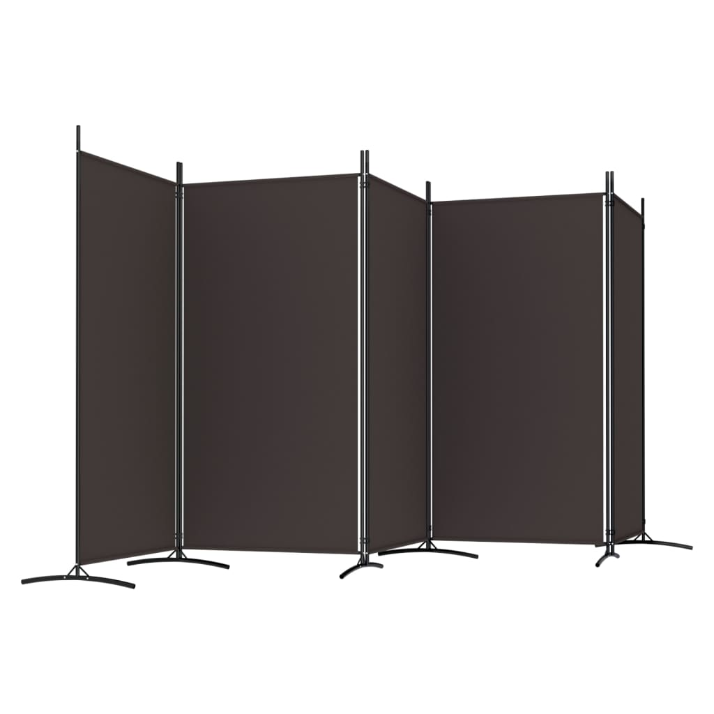 Divisória de quarto com 5 painéis 433x180 cm tecido castanho - Image 4