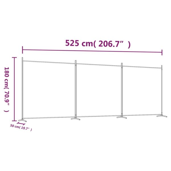 Divisória de quarto com 3 painéis 525x180 cm tecido castanho - Image 7