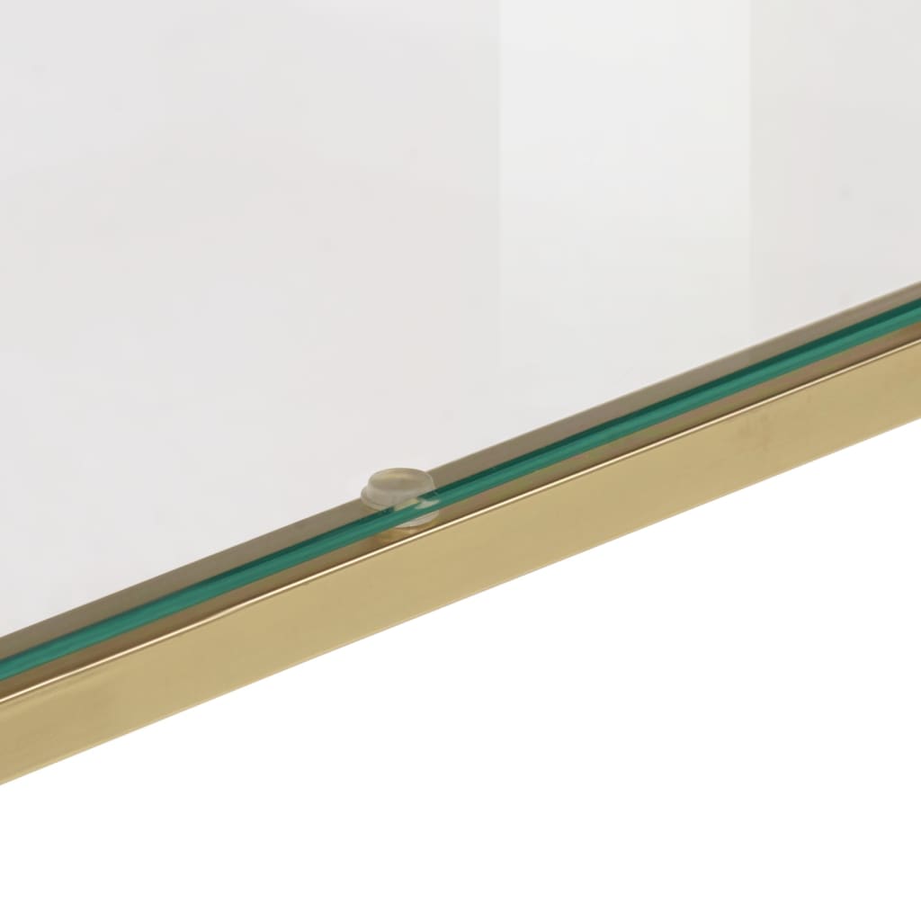 Mesa consola aço inoxidável e vidro temperado dourado - Image 5