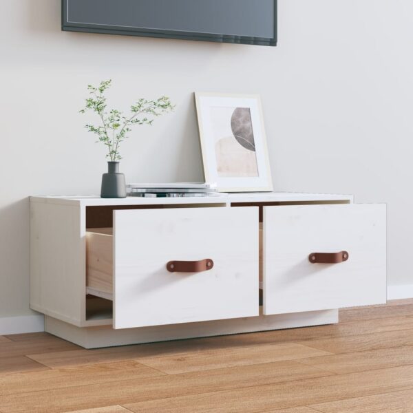 Móvel de TV 80x34x35 cm madeira de pinho maciça branco - Image 2