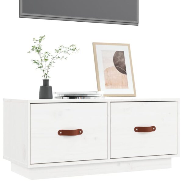Móvel de TV 80x34x35 cm madeira de pinho maciça branco - Image 3