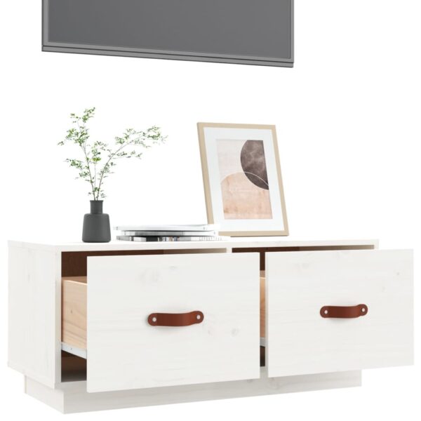 Móvel de TV 80x34x35 cm madeira de pinho maciça branco - Image 4