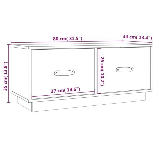 Móvel de TV 80x34x35 cm madeira de pinho maciça branco - Image 9