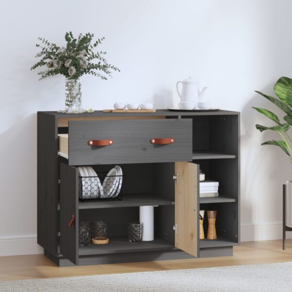 Mesa consola 98,5x40x75 cm madeira de pinho maciça cinza - Image 2