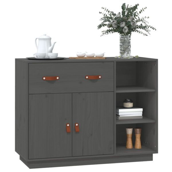 Mesa consola 98,5x40x75 cm madeira de pinho maciça cinza - Image 3