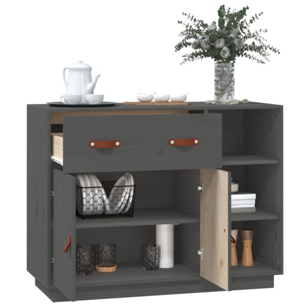 Mesa consola 98,5x40x75 cm madeira de pinho maciça cinza - Image 4