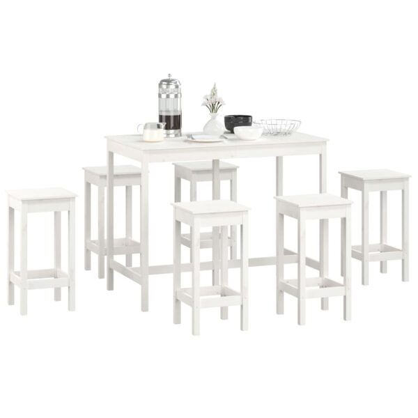 7 pcs conjunto de bar pinho maciço branco - Image 5