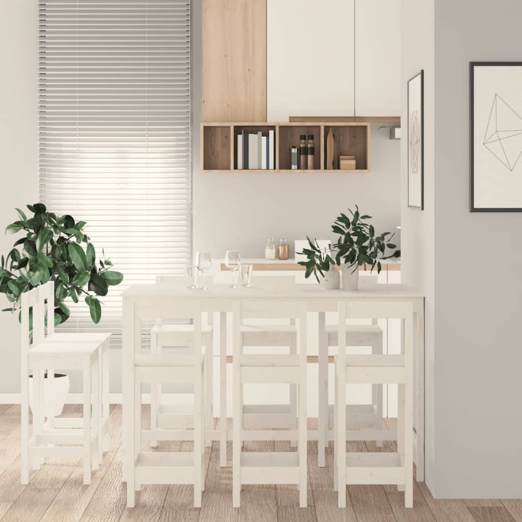 9 pcs conjunto de bar pinho maciço branco - Image 5