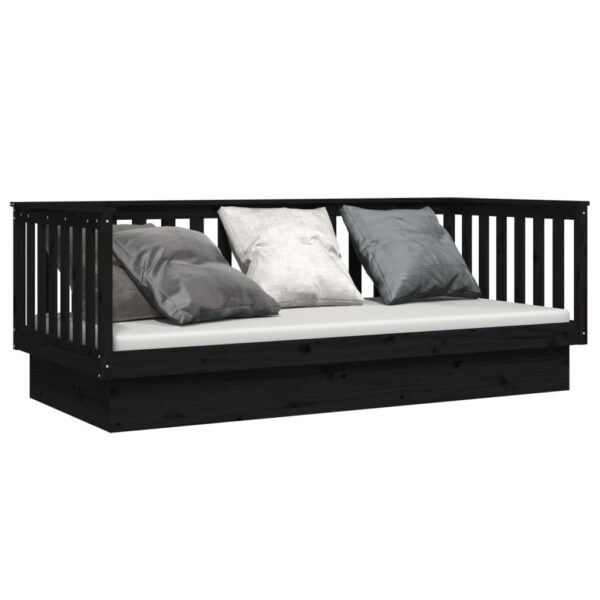 Sofá-cama 100x200 cm madeira de pinho maciça preto - Image 2
