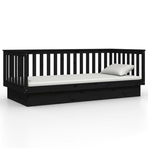 Sofá-cama 100x200 cm madeira de pinho maciça preto - Image 4