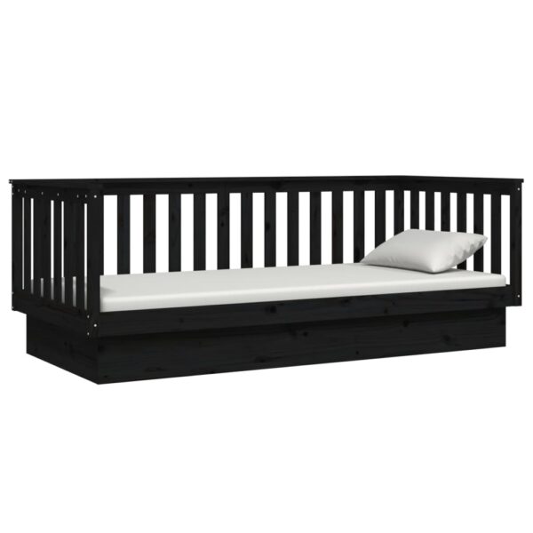 Sofá-cama 100x200 cm madeira de pinho maciça preto - Image 5