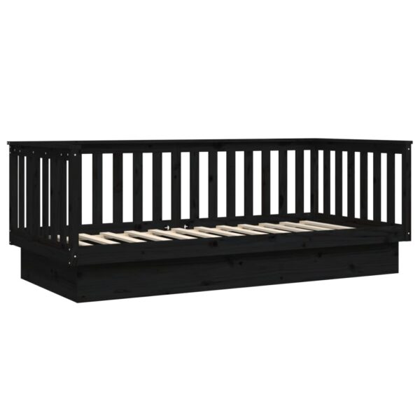 Sofá-cama 100x200 cm madeira de pinho maciça preto - Image 6