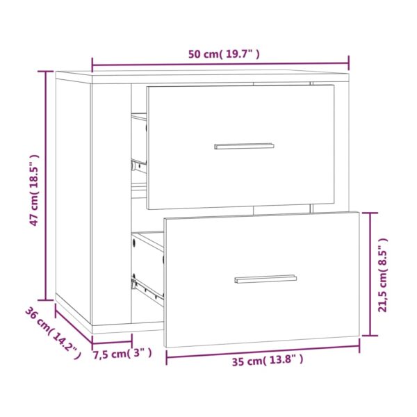 Mesa de cabeceira de parede 50x36x47 cm cinzento sonoma - Image 10