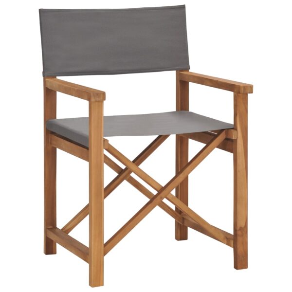 Cadeiras de realizador 2 pcs madeira de teca maciça cinzento - Image 2