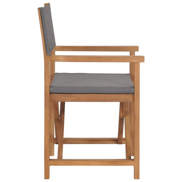 Cadeiras de realizador 2 pcs madeira de teca maciça cinzento - Image 4