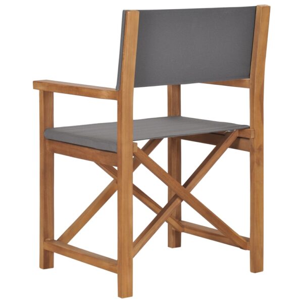 Cadeiras de realizador 2 pcs madeira de teca maciça cinzento - Image 5
