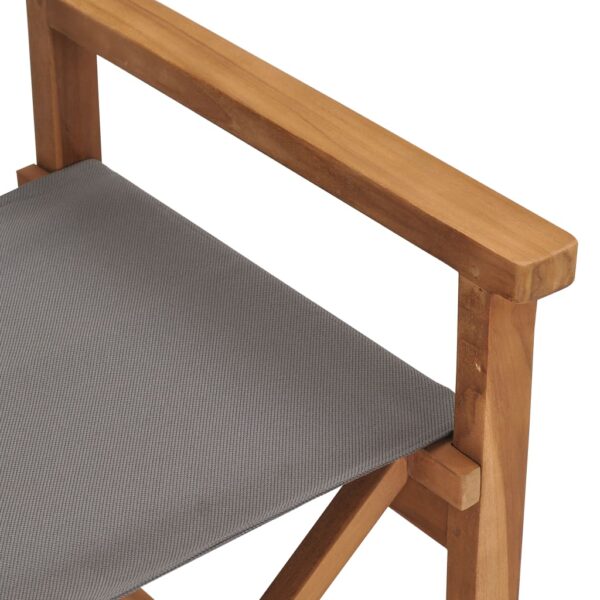 Cadeiras de realizador 2 pcs madeira de teca maciça cinzento - Image 7