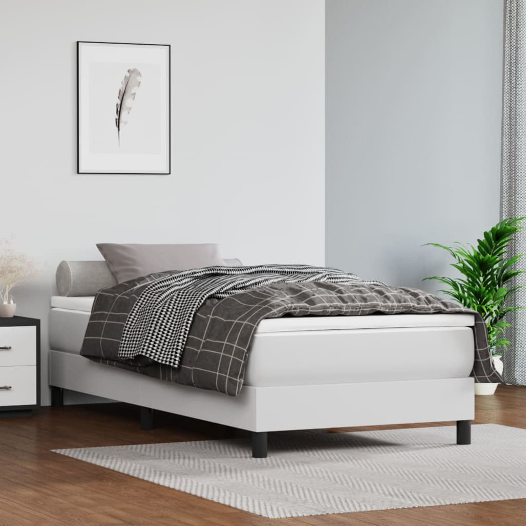 Estrutura de cama 80x200 cm couro artificial branco