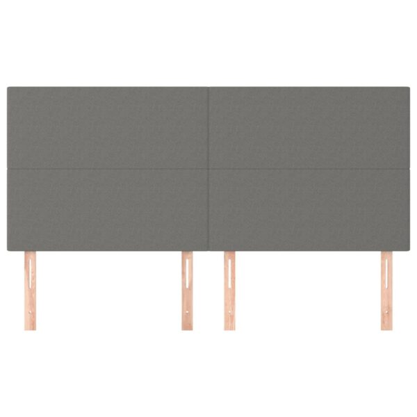 Cabeceira de cama 4 pcs tecido 100x5x78/88 cm cinzento-escuro - Image 2