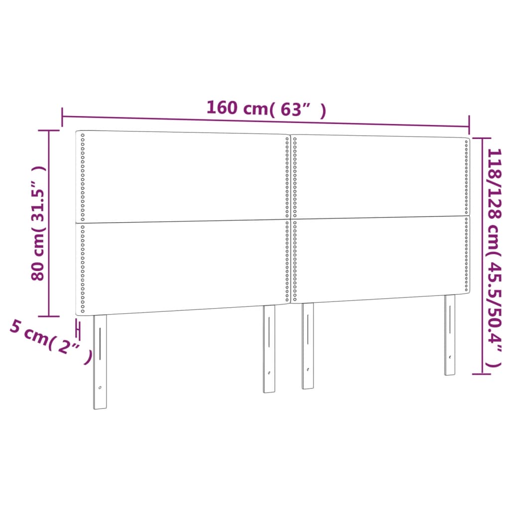 Cabeceira de cama 4 pcs tecido 80x5x78/88 cm cinzento-claro - Image 7