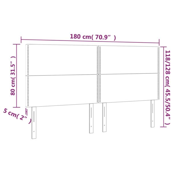 Cabeceira de cama 4 pcs tecido 90x5x78/88 cm cinzento-claro - Image 7