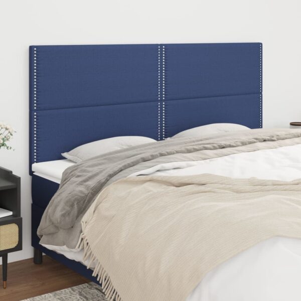 Cabeceira de cama 4 pcs tecido 100x5x78/88 cm azul