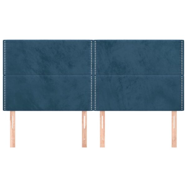 Cabeceira de cama 4 pcs veludo 80x5x78/88 cm azul-escuro - Image 2